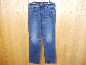 a1300◆AMERICAN EAGLE ORIGINAL BOOTCUTジーンズ◆31×34 ジップフライ アメリカンイーグル ブーツカットデニム スレ加工 5F