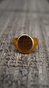 U.S. VINTAGE K14 yellow gold sig net ring K14 14K 14 gold ring Vintage Vintage Pinky approximately 11 number American America 