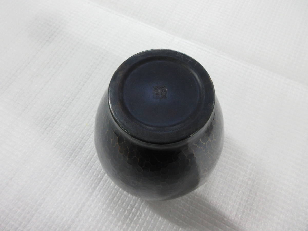 店舗良い 高橋重弘作 鎚器銅器大型蓋付き建水 お茶道具 工芸品 - www