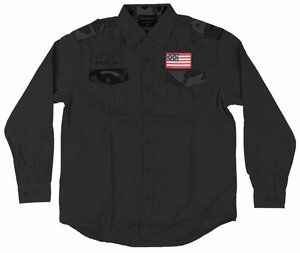 日本未発売 【XL】 SWAGGERS スワッガーズ ミリタリー ボタンシャツ 迷彩 ブラック 黒 カモフラ 胸ポケット USAパッチ付 正規品 新品