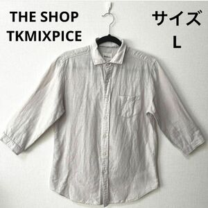 THEshop TKMIXPICE ザショップティーケー 美品 七分袖ジャケット　ライトグレー　サイズL