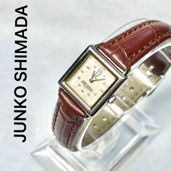 稼働　JUNKO SHIMADA レディースウォッチ　新品ベルト　スクエア　小さめ腕時計　レディース　ホワイト　2針