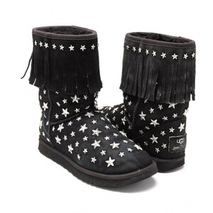 アグ×ジミーチュウUGG×JIMMY CHOO スタースタッズフリンジムートンブーツ 黒23