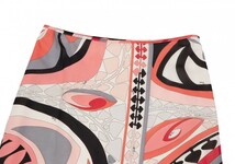 エミリオプッチEMILIO PUCCI グラフィックプリントシルクスカート ピンク白黒6_画像3