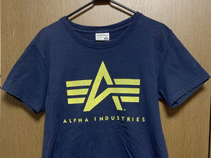 S ALPHA / アルファ 半袖 プリント Tシャツ ネイビー