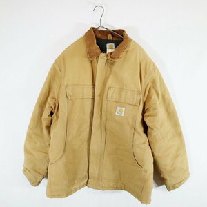 Carhartt カーハート ダック地 トラディショナルコート アメカジ ワークウェア 防寒 ベージュ ( メンズ M相当 ) 中古 古着 N1755