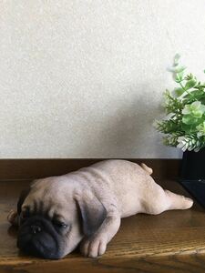 リアルでかわいい犬の置物♪　うつぶせパグ　ドッグオーナメント