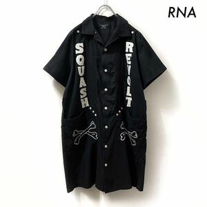 【送料無料】RNA アールエヌエー★半袖シャツワンピース 刺繍入り ブラック 黒