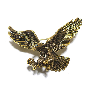 ラペルピン★ブローチ　イーグル　ワシ　鷲　翼　鳥　猛禽類　アンティーク・ゴールド　pin-1232