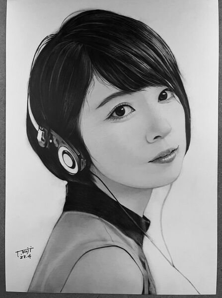 乃木坂46 橋本奈々未 手描きイラスト 鉛筆画 A4 No.7