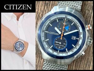 送料無 新品 CITIZEN シチズン CA7011-83L 海外限定モデル ツーカウンター クロノグラフ エコドライブ ソーラー ブルーダイアル 腕時計 ⑦