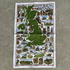 ビンテージ　アイルランド製　ULSTER　アイリッシュリネン　布　地図　マップ　イギリス　タペストリー　230619
