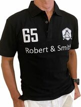 ロバート・アンド・スミス 100% コットン 定番 ゴルフ ポロシャツ ゴルフウエア(半袖)メンズ (黒_画像1