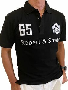 ロバート・アンド・スミス 100% コットン 定番 ゴルフ ポロシャツ ゴルフウエア(半袖)メンズ (黒