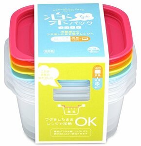 イノマタ化学 電子レンジ容器 楽ちんパック 蓋をしたままレンジ可能 角型 630ml 4個セット カラフル