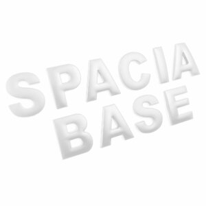 3D アルファベット エンブレム SPACIA BASE スペーシアベース ロゴ マットホワイト 金属製 ステッカー フォント デカール