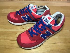 ★new balance ニューバランス classic ML 574 VRB 赤×青 24.5cm 美品 Used 検 996 1300 1400 クラシック スニーカー 古着