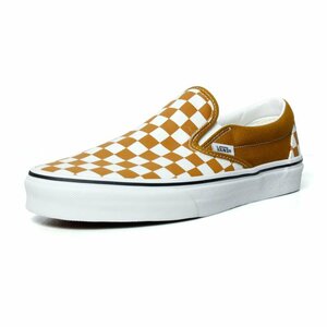 新品 VANS バンズ ヴァンズ US企画 レディース スリッポン スニーカー 茶 ブラウン系 チェック柄 チェッカーボード US5.5（23.5cm）