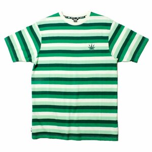 新品 DGK ディージーケー ボーダーT 半袖 Tシャツ 緑 グリーンベース マリファナ刺繍 M