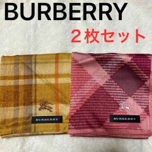 BURBERRY ハンカチ２枚セット　チェック　未使用シール付　ホースマーク