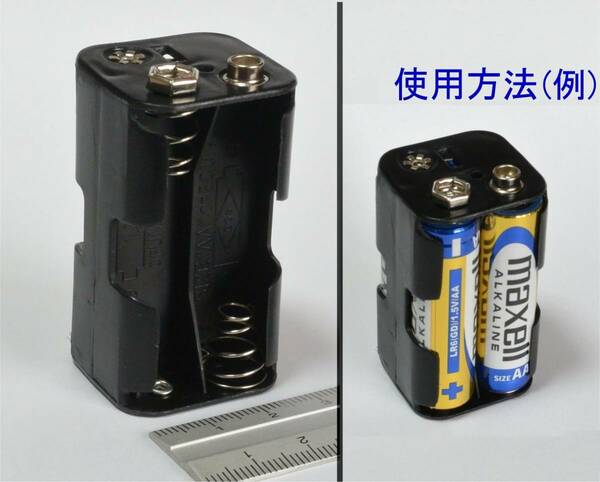 ★ 4AA電池ケース　スナップコネクタ付き　美品　単3電池4本で6V　4xAA 電池ボックス　単3電池4本付き　検）トランジスタラジオ