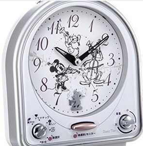 Disneyメロディ目覚まし時計銀色 CLOCKセイコークロック SEIKO 新品 便利 FD464S 未使用