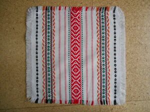ブルガリア 織物 マット 26×26 ホワイト 白 1023