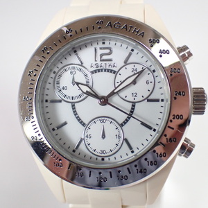  Agata AGATHA wristwatch lady's chronograph white 