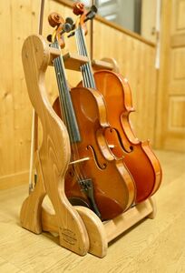 【24時間以内に発送】手作り木工　木製バイオリン・ヴィオラスタンド （チーク）