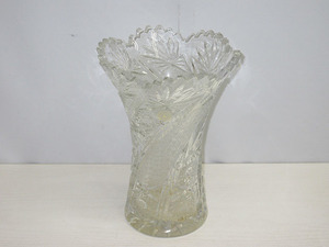 ★YC7520　KITAICHI GLASS　花瓶　カットガラス　花器　花びん　花入れ　オブジェ　インテリア　アンティーク　送料無料★