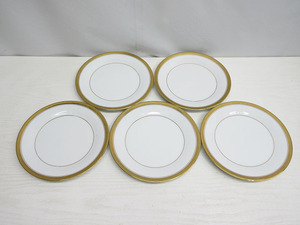 ★YC7551　Noritake BALMORAL　大皿　5枚セット　ゴールドライン　洋食器　盛皿　プレート　ノリタケ　バルモラル　アンティーク　送料無料