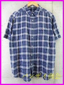 【送料300円可】008c74◆良品です◆シワ加工◆BURTON バートン 半袖チェックシャツ L/ジャケット/サーフィン/スノーボード/アメカジ