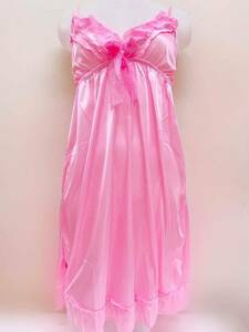  Pink Lady -s pyjamas camisole One-piece dress length approximately 88cm acrylic fiber part shop put on adjustment strap room wear ribbon race negligee 