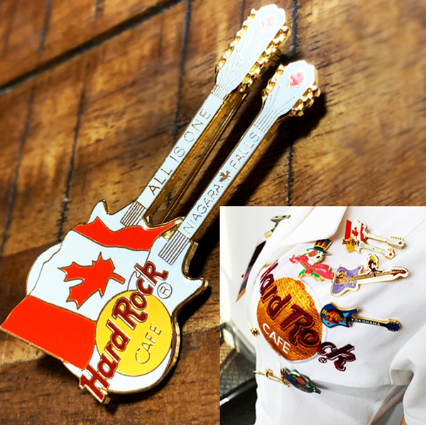 Hard Rock Cafe ハードロックカフェ Wネックエレキギター カナダ国旗　NIAGARA FALLS　ピンバッジ ピンズ
