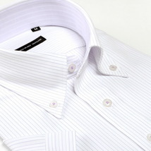 サイズS 半袖ワイシャツ ノーアイロン 形態安定 ストレッチ ニットシャツ ボタンダウン Yシャツ カッターシャツ ビジネスシャツ mdx-363_画像3