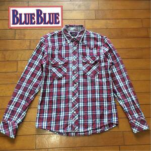 *[ BLUE BLUE ]* indigo check flannel western shirt * size 2