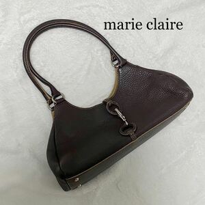 【1-151】マリークレール marie claire ジャッキー ミニバッグ ワンハンドル ハンドバッグ レザー 本革 ブラウン 美品 綺麗め レディース