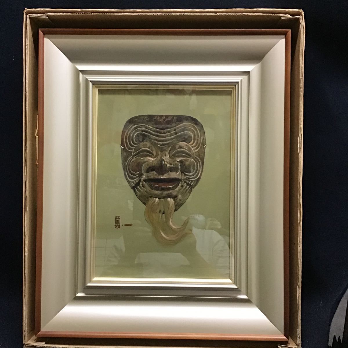 [Authentic Work] Hideki Noh Campus Painting Framed Nyu Shrine Size 4 Classical Noh Art Master Old Man Mask, painting, Japanese painting, person, Bodhisattva