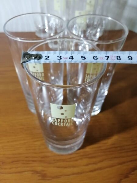 SAPPORO cocktailグラス360ml3個セット 中古品☆ジュース カクテル BBQキャンプ 夕食会パーティー子供誕生日