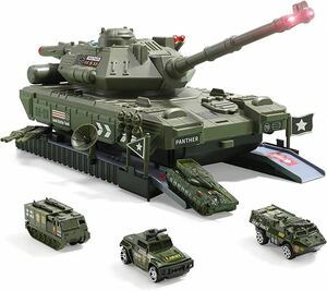 戦車 おもちゃ 2in1 タンク 28点セット おままごと 知育玩具 リアル模型 合金ミニカー 収納式 軍事車両 ごっこ遊び 誕生日 プレゼント