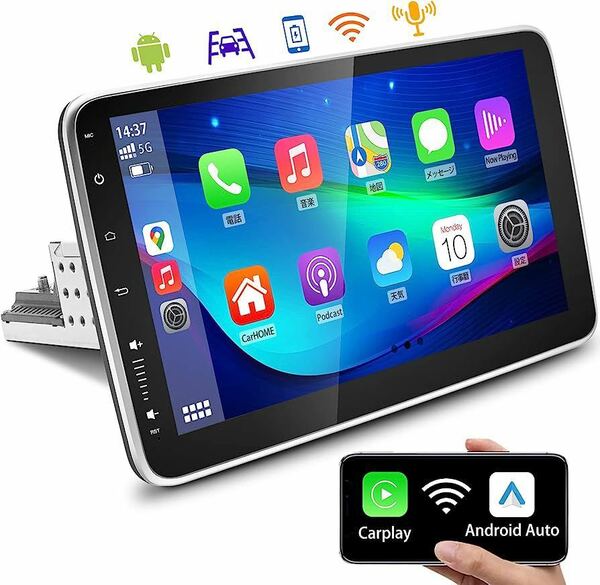 カスワー 1DIN 10インチ 1280x720 アンドロイドカーナビ Android12.0 カーオーディオ Bluetooth 有線・無線ミラーリング/Apple Carplay/