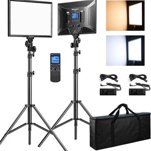 撮影用ライト 無線制御 LEDビデオライト 2個セット 45W CRI 96+ 15.4インチ3000K-8000K スタンド付き YouTube/動画/生放送/照明撮影用