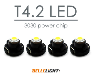 4個 T4.2 LED ハイパワーSMD採用 白 メーター球 エアコン球 ダッシュボードパネル内 3030チップ ホワイト12V用 PX031