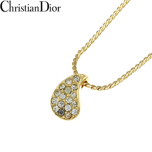 Christian Dior クリスチャンディオール ライストーン ネックレス ゴールド