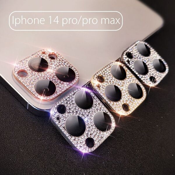 【当日発送】iPhone14pro max 金属製 キラキラ キズ防止 埃防止 レンズ保護カバー ゴールド
