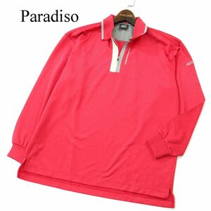 Paradiso パラディーゾ 通年 長袖 ストレッチ★ ストライプ ハーフジップ ポロシャツ Sz.L　メンズ ゴルフ　A3T06713_6#C