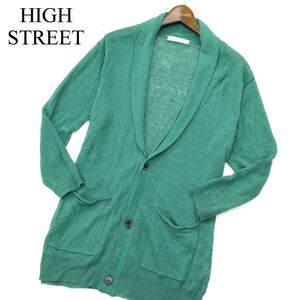 HIGH STREET ハイストリート 春夏 麻 リネン100％★ ショールカラー 7分袖 ニット カーディガン Sz.L　メンズ　A3T06584_6#M