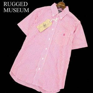 新品 未使用★ THE RUGGED MUSEUM ラギッドミュージアム 刺繍 半袖 ギンガム チェック シャツ Sz.M　メンズ 日本製　A3T06637_6#A