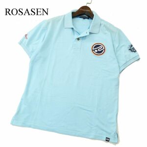 ROSASEN ロサーセン 春夏 ロゴ ワッペン★ 半袖 鹿の子 ポロシャツ Sz.L　メンズ ゴルフ　A3T06705_6#A