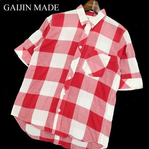 GAIJIN MADE ガイジンメイド ハリラン 春夏 半袖 ボタンダウン★ チェック シャツ Sz.S　メンズ 日本製　A3T06919_6#A